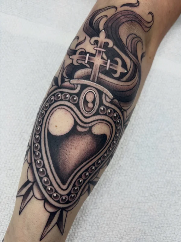 Sacred heart tattoo by Valerie Mourningstar
